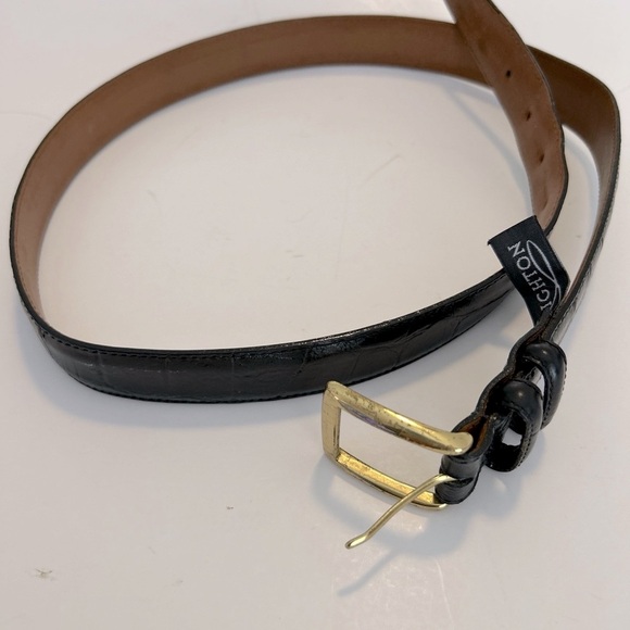 Brighton 32103 Black Embossed Leather  Alligator Men's Belt Size 34 Brass Buckle - Picture 8 of 12